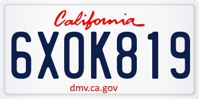 CA license plate 6XOK819