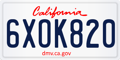 CA license plate 6XOK820