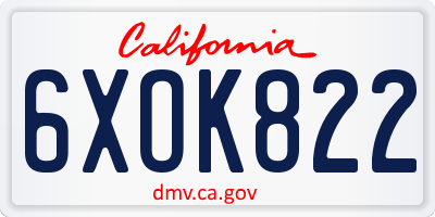 CA license plate 6XOK822