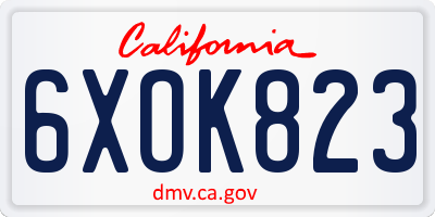CA license plate 6XOK823