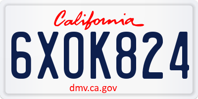 CA license plate 6XOK824