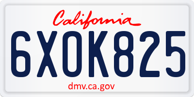 CA license plate 6XOK825