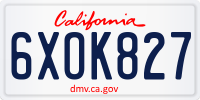 CA license plate 6XOK827