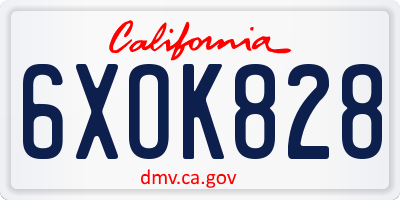 CA license plate 6XOK828