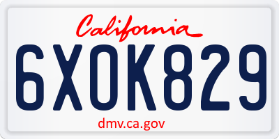 CA license plate 6XOK829