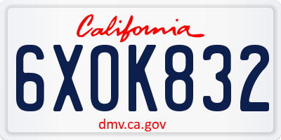 CA license plate 6XOK832