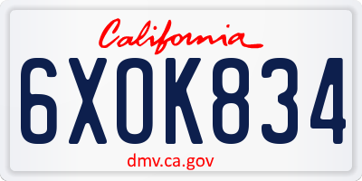 CA license plate 6XOK834