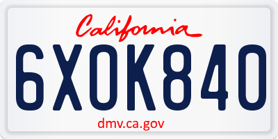 CA license plate 6XOK840