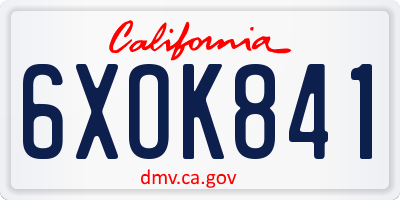 CA license plate 6XOK841