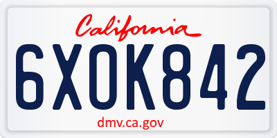 CA license plate 6XOK842