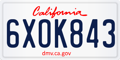 CA license plate 6XOK843