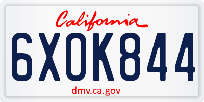 CA license plate 6XOK844
