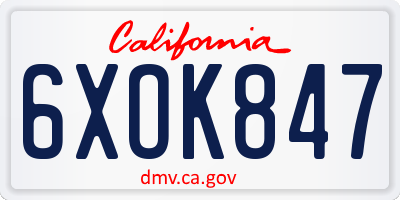 CA license plate 6XOK847