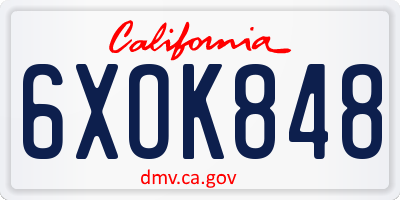 CA license plate 6XOK848
