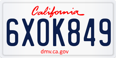 CA license plate 6XOK849