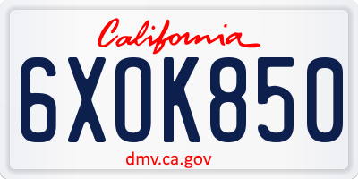 CA license plate 6XOK850