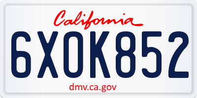 CA license plate 6XOK852