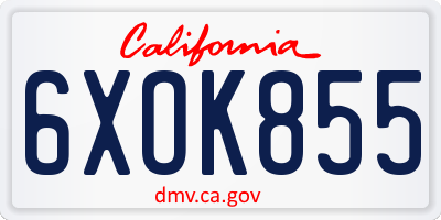 CA license plate 6XOK855
