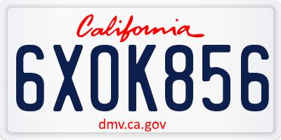 CA license plate 6XOK856