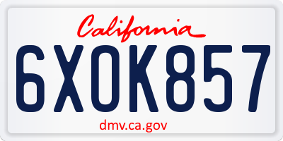 CA license plate 6XOK857