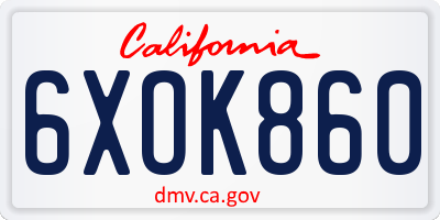 CA license plate 6XOK860