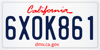 CA license plate 6XOK861