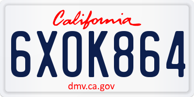 CA license plate 6XOK864