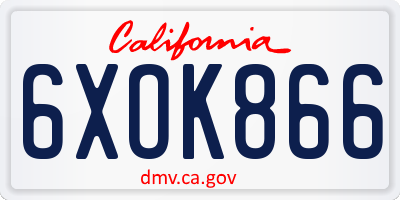 CA license plate 6XOK866