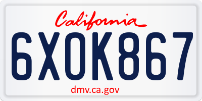 CA license plate 6XOK867