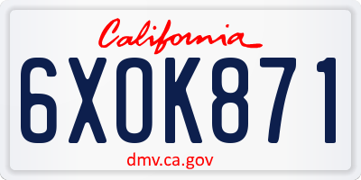 CA license plate 6XOK871