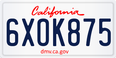 CA license plate 6XOK875