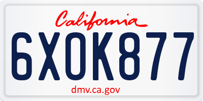 CA license plate 6XOK877