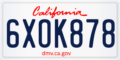 CA license plate 6XOK878