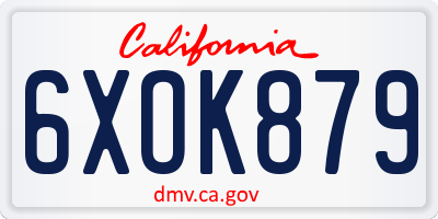 CA license plate 6XOK879