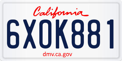 CA license plate 6XOK881