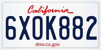CA license plate 6XOK882