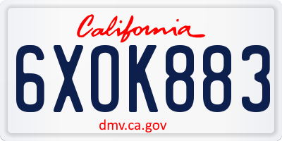 CA license plate 6XOK883
