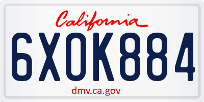 CA license plate 6XOK884