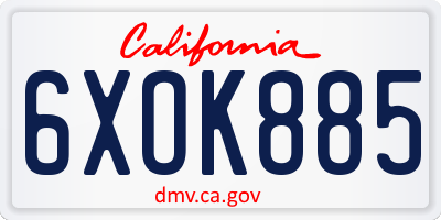 CA license plate 6XOK885