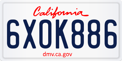CA license plate 6XOK886