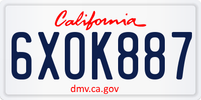 CA license plate 6XOK887