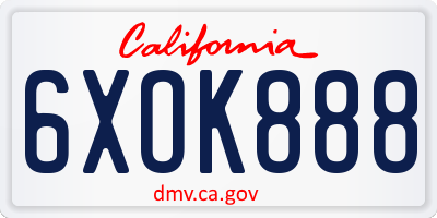 CA license plate 6XOK888
