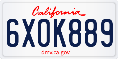 CA license plate 6XOK889