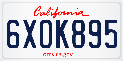 CA license plate 6XOK895