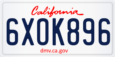 CA license plate 6XOK896