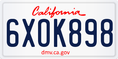 CA license plate 6XOK898