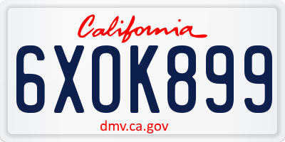 CA license plate 6XOK899