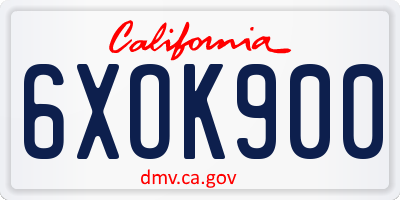 CA license plate 6XOK900