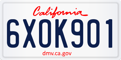 CA license plate 6XOK901