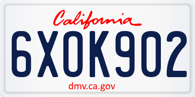 CA license plate 6XOK902